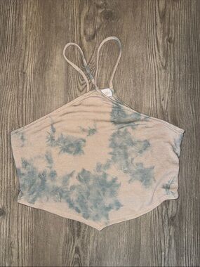Endless Blu Tie-Dye Halter Crop Top - Blue Cream